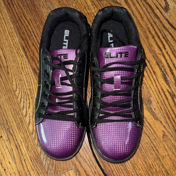 Elite Classic Bowling Shoes, #2023C, Black/Purple, Synthetic, Women's Size 11 - Picture 1 of 6